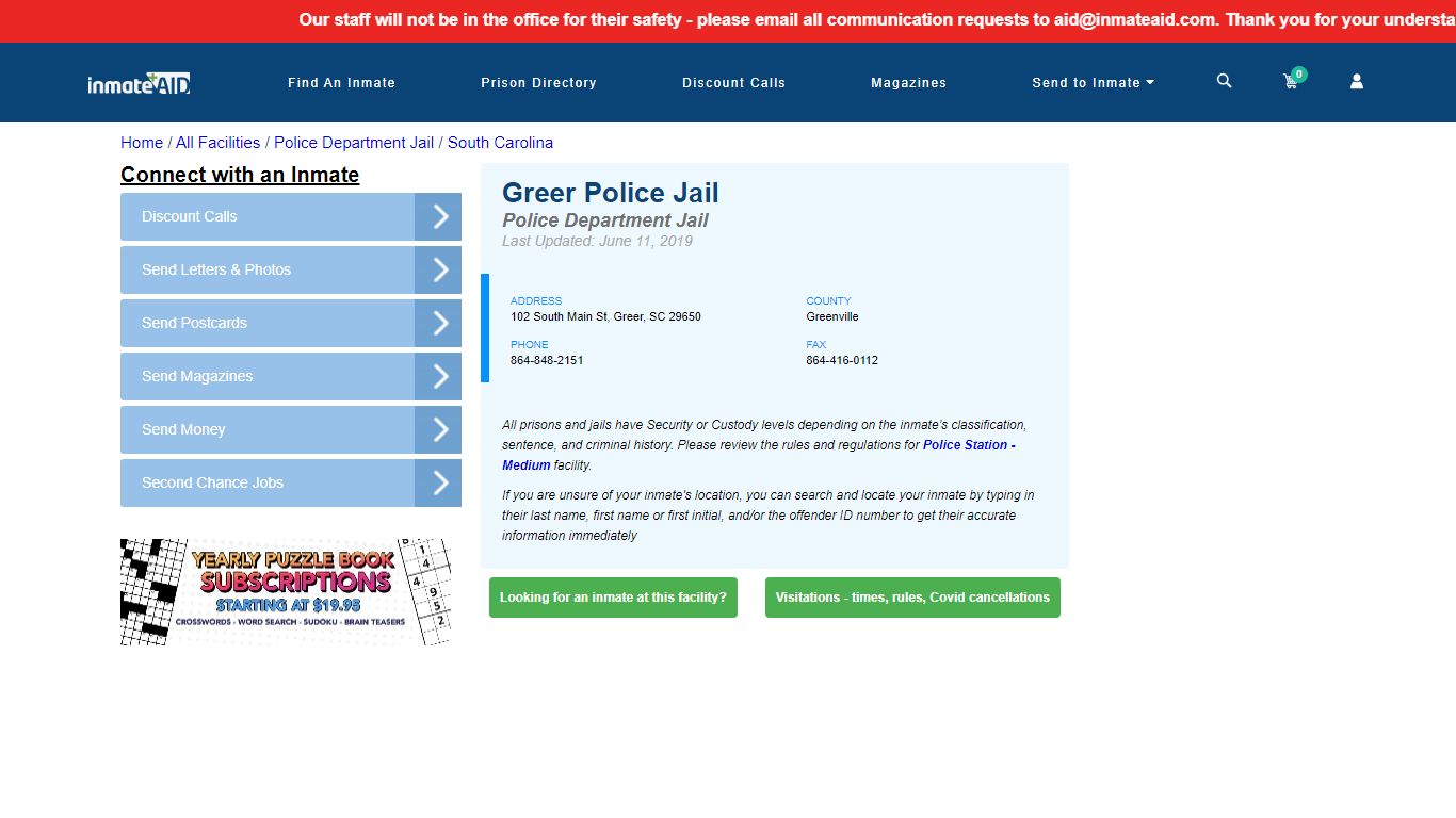 Greer Police Jail & Inmate Search - Greer, SC