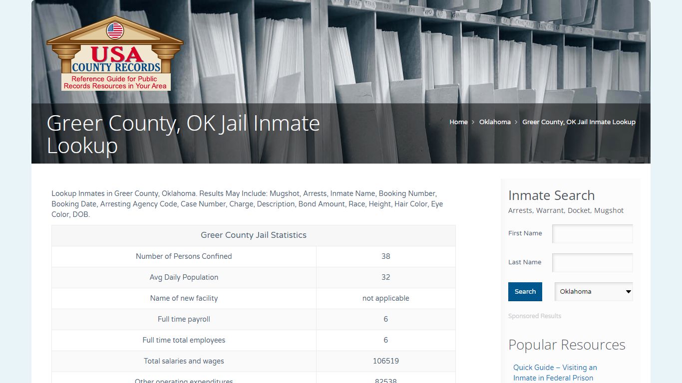 Greer County, OK Jail Inmate Lookup | Name Search